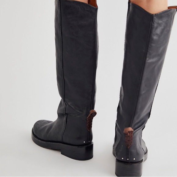 Free People Horse Girl Bryce Equestrian Slouchy Knee Riding Boots Black Leather - Picture 13 of 16